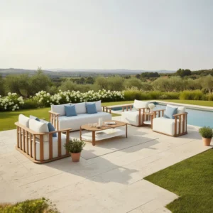 Grande Salotto da Giardino in Teak Massello ROMA XL | Set Lounge Premium 7 Posti
