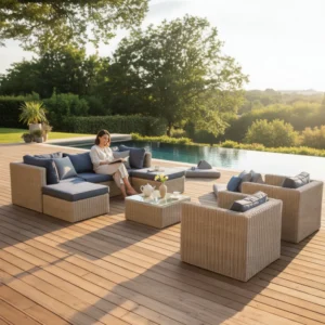 Salotto da Giardino Modulare in Resina Intrecciata LIBERTY CHIC OSIER | Set Premium 7 Posti