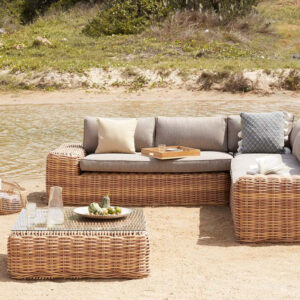 Salotto da Giardino Angolare in Resina Intrecciata JUNE OSIER | Set Premium 5 Posti