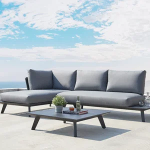 Salotto da Giardino Angolare TINY MINI Nero in Alluminio | Design Moderno