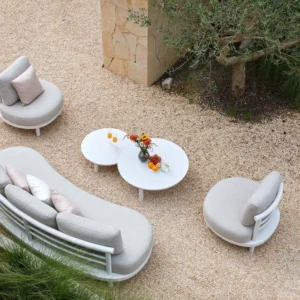 Salotto da Giardino Design in Alluminio AMBRE BIANCO | Set Lounge Premium 5 Posti
