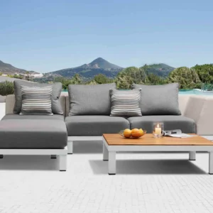 Salotto da Giardino in Alluminio e Teak ORSY MINI | Set Lounge Premium 4 Posti