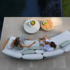 Divano Angolare da Giardino Moderno in Alluminio EMY NERO | Salotto da Esterno di Lusso 6 Posti