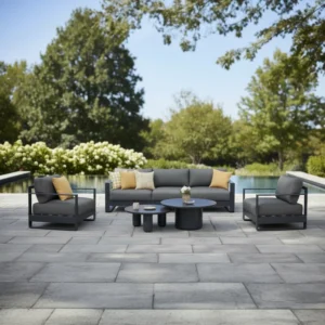 Salotto da Giardino Modulare IRIS BIS Nero in Alluminio | Set Outdoor di Lusso