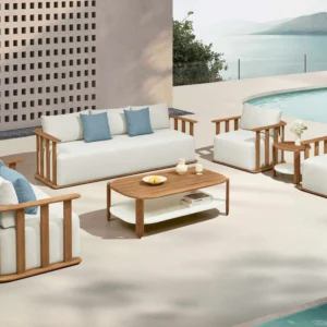 Salotto da giardino di lusso in teak massello – ROMA XL 7 posti