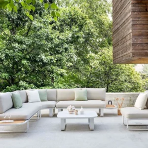 Salotto da Giardino Angolare di Lusso in Alluminio EMY | Set da Esterno Premium 6 Posti