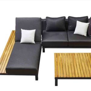 Salotto da giardino in alluminio e teak – JULY