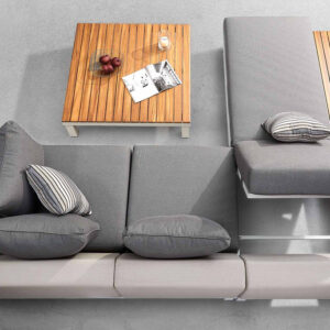 Salotto da giardino convertibile in alluminio e teak – ORSY MINI